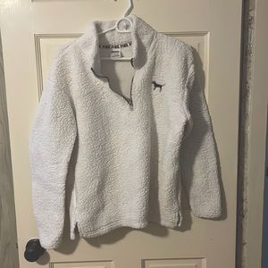 PINK S White Sherpa Quarter Zip - gently worn